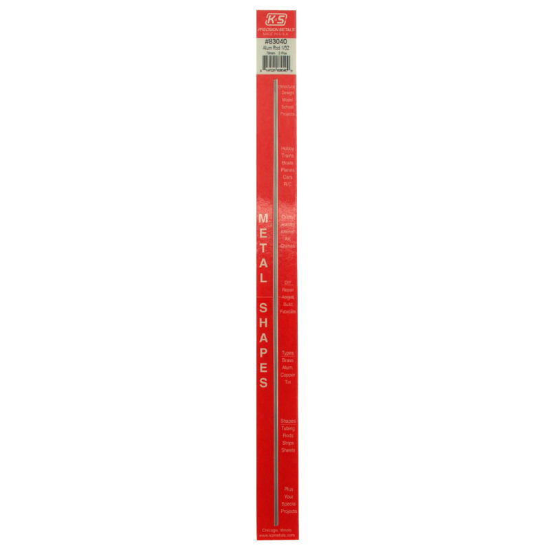 K&S 83040 SOLID ALUMINUM ROD (12IN LENGTHS) 1/32IN (3 RODS PER CARD ...