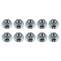 Wheel Nuts, M4 Serrated, flanged, silver steel