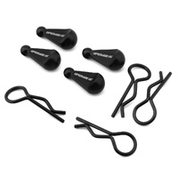 UpGrade RC 1/8 Body Clips with Aluminum Pull Handles (Black) (4)