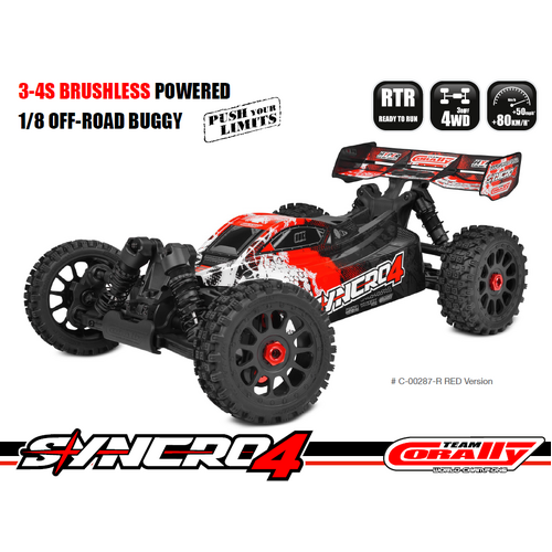 Team Corally - SYNCRO-4 - RTR - Red - Brushless Power 3-4S - No Battery - No Charger