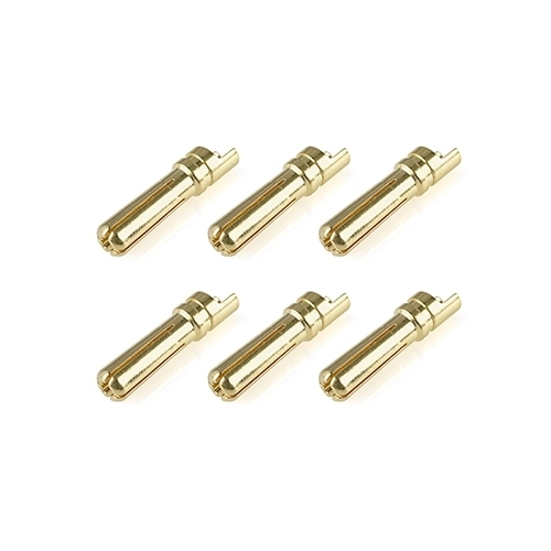 Team Corally - Bullit Connector 5.0mm - Male - Solid Type - Gold Plated - Ultra Low Resistance - Wire Straight - 6 pcs