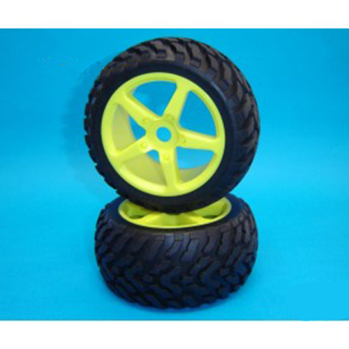 GV D06B02NRSYE 1/6 BUGGY TIRE<NR> + 1/6 RACING WHEEL YELLOW + FOAM W/GLUED