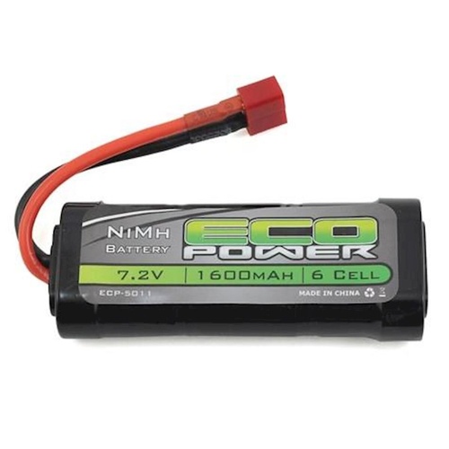 EcoPower 6-Cell NiMH 2/3A Stick Battery w/T-Style Connector (7.2V/1600mAh)