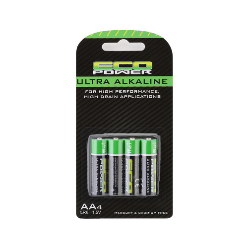 EcoPower Ultra Alkaline AA Batteries (4) (Mercury & Cadmium Free)