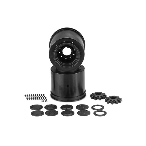 Aggressor - 2.6 x 3.8" 17mm hex Monster Truck wheel, (black) with interchangeable hubs (fits Traxxas E-Revo 2.0, Arrma Kraton)