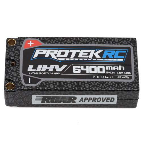 ProTek RC 2S 130C Low IR Si-Graphene + HV Shorty LiPo Battery (7.6V/6400mAh) w/5mm Connectors (ROAR Approved)