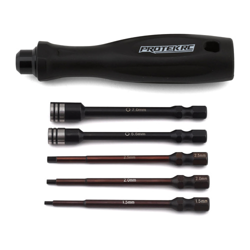 ProTek RC "TruTorque" 5-Piece 1/4" Drive Hex & Nut Driver Set (1.5, 2.0, 2.5mm Hex & 5.5, 7mm Nut Driver)