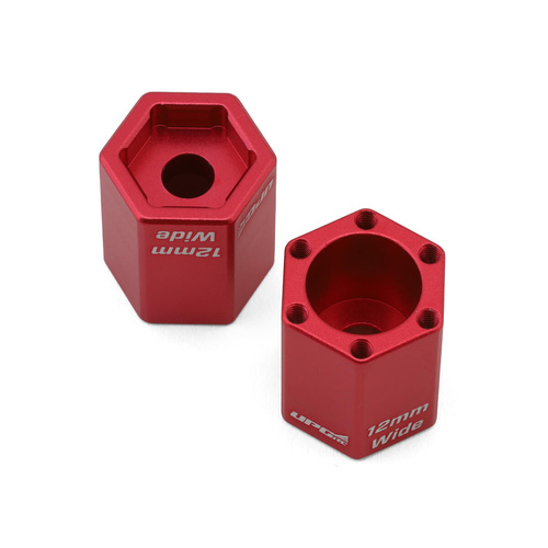 Aluminum 12mm Wide Hex Adapters for UpGrade RC 2.8" Tires (2) (Red)