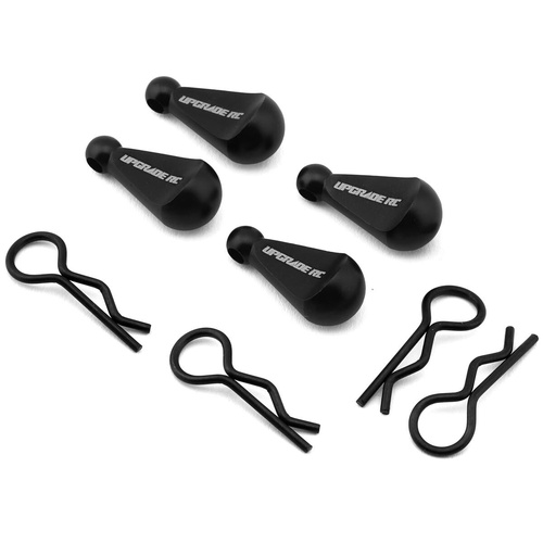 UpGrade RC 1/10 Body Clips with Aluminum Pull Handles (Black) (4)