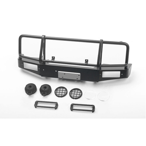 Trifecta Front Bumper w/ Round Lights for Capo Racing Samurai 1/6 RC Scale Crawler (Black)