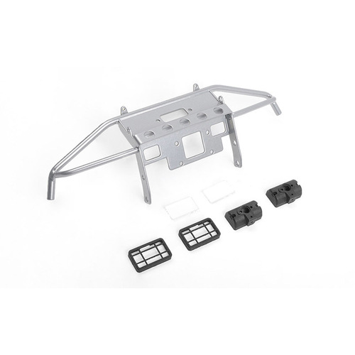 Guardian Steel Front Winch Bumper w/ Lights for Axial 1/10 SCX10 II UMG10 (Silver)