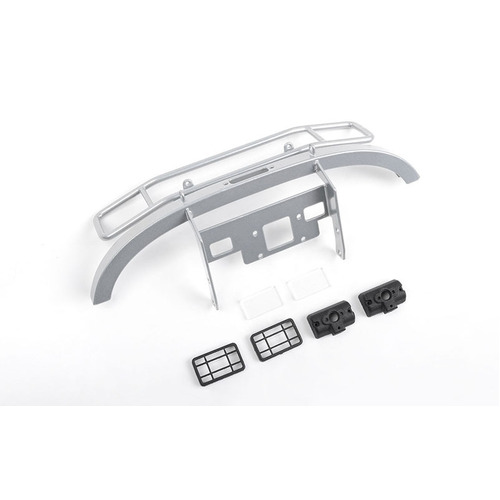 Ranch Steel Front Winch Bumper w/ Lights for Axial 1/10 SCX10 II UMG10 (Silver)