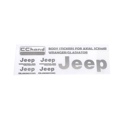 Metal Logo Decal Sheet for Axial 1/10 SCX10 III Jeep (Gladiator/Wrangler) (Silver)