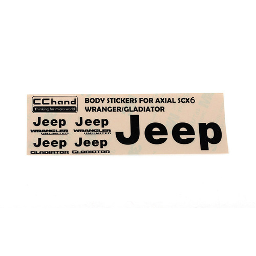 Metal Logo Decal Sheet for Axial 1/6 SCX6 Jeep Wrangler (Black)